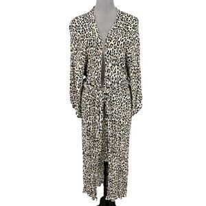 Show Me Your Mumu Robe Womens Small Kimono Animal Print Belt Crinkle Swim Cover